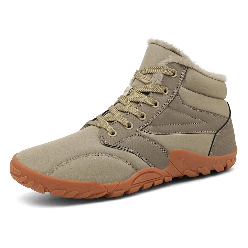 Men's Winter Snow Boots – Warm Fur Lined, Non-Slip Barefoot Outdoor Ankle Sneakers, Lightweight Hiking Shoes, Plus Size