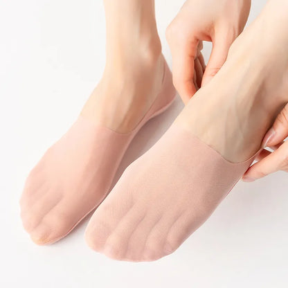 High-Quality Women's Invisible Boat Socks - 5 Pairs of Breathable Silicone Non-Slip Slippers, Ultra-Thin Ice Silk Low Sox