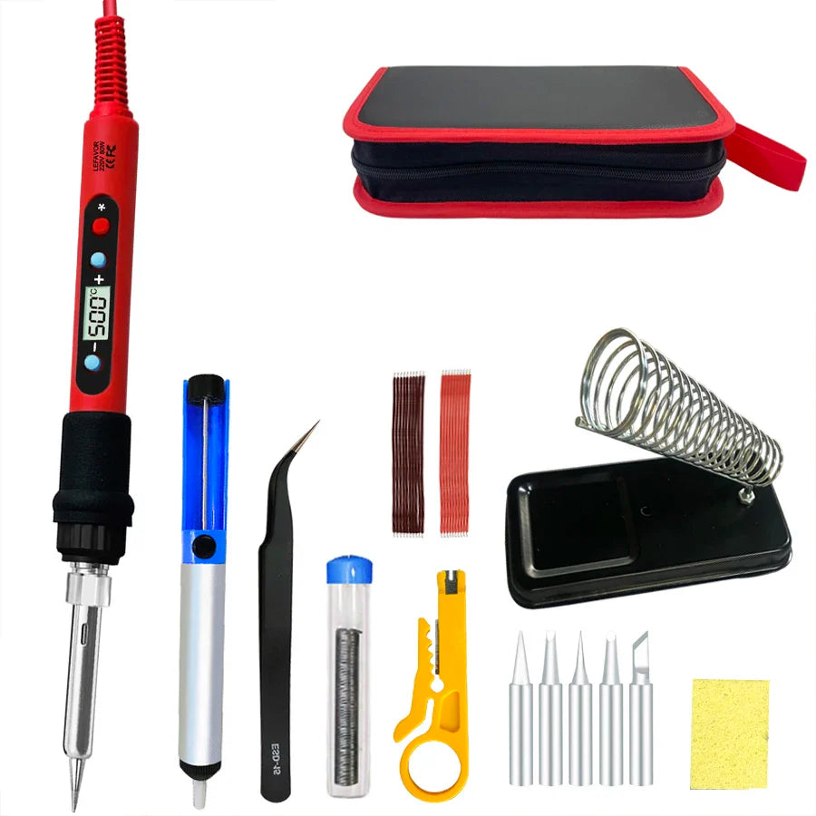 Digital 80W Soldering Iron Kit – Adjustable Temperature with LCD, Ceramic Heater & Soldering Tips