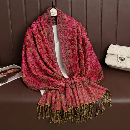 Luxury Autumn Cashmere Pashmina Shawl – Warm Winter Scarves for Women, Printed Cotton Foulard Stole Scarf 2023