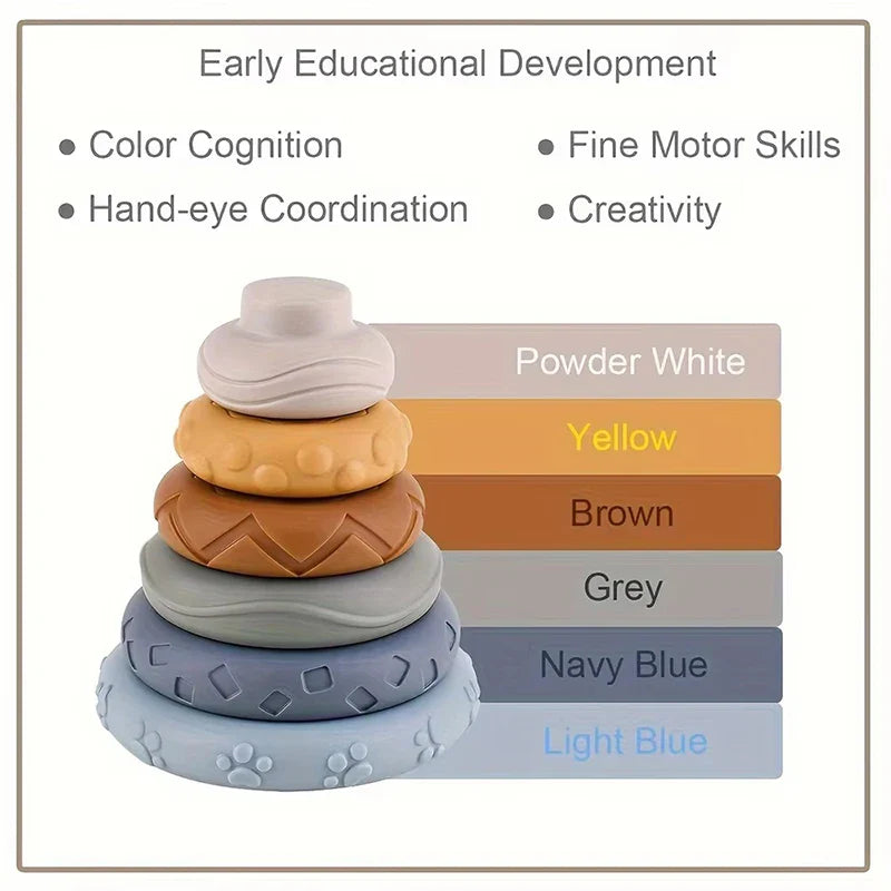 Baby Montessori Sensory Development Set – Koala & Rabbit Stacking Tower, Fine Motor Skills Learning Toys
