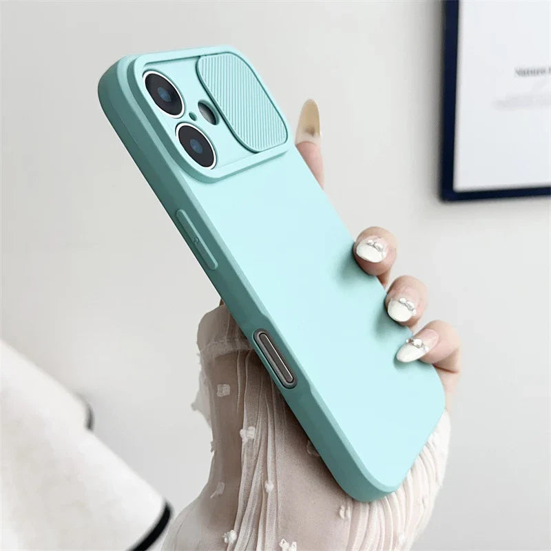 iPhone Slide Camera Lens Protector – Soft Silicone Shockproof Bumper Case for iPhone 7-16