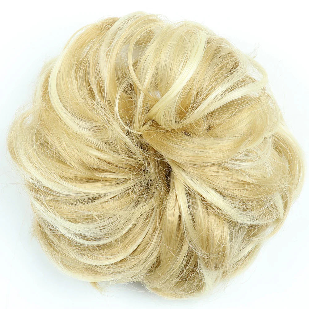 Azqueen Synthetic Messy Bun Chignon – Gray Brown Hair Bun Pad with Elastic Rope & Rubber Band Hair Extensions