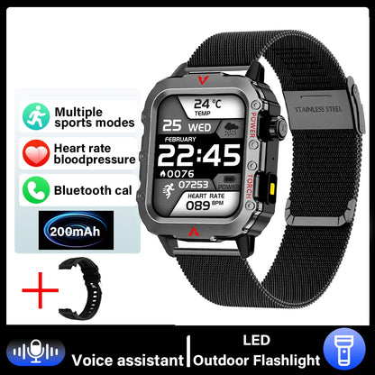G.L Wear 2025 Sports Smart Watch – Bluetooth Call, LED Flashlight, Multi-Function Outdoor Fitness Watch for Men & Women