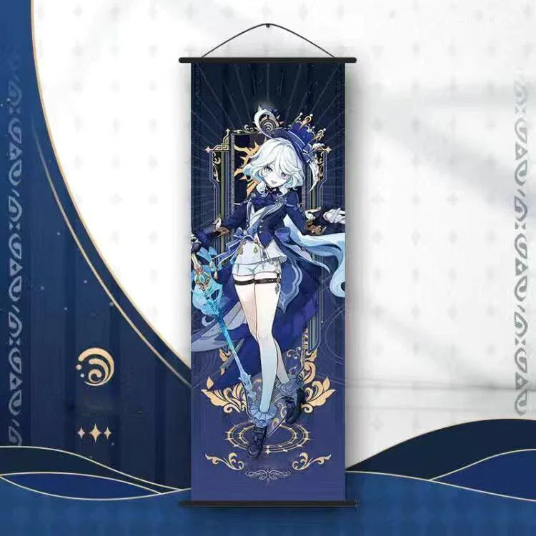 Hot Game Impact Scroll Canvas – Cartoon Heroes Wall Hanging Poster for Cosplay, Halloween, Xmas Decor & Gifts