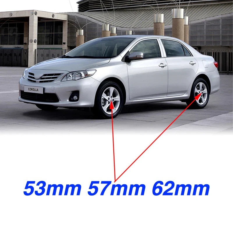 20PCS Car Wheel Center Hub Caps – 53mm 57mm 62mm 63mm Rim Covers in Black, Silver & Chrome for Corolla Auto Accessories