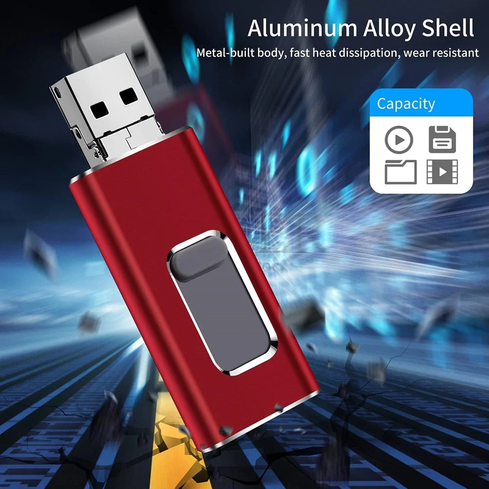 iPhone Flash Drive 3.0 – 256GB, 128GB, 64GB Memory Stick, External Storage for iPhone, PC, iPad, and More Devices