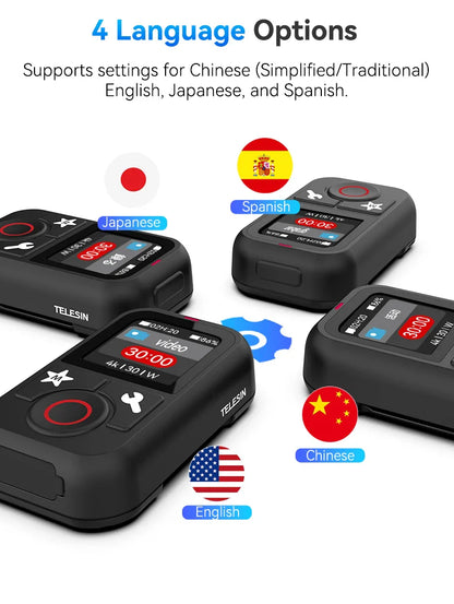 TELESIN Waterproof Bluetooth Remote for GoPro Hero 13/12/11/10/9/8/Max with Wrist Strap – Action Camera Accessory