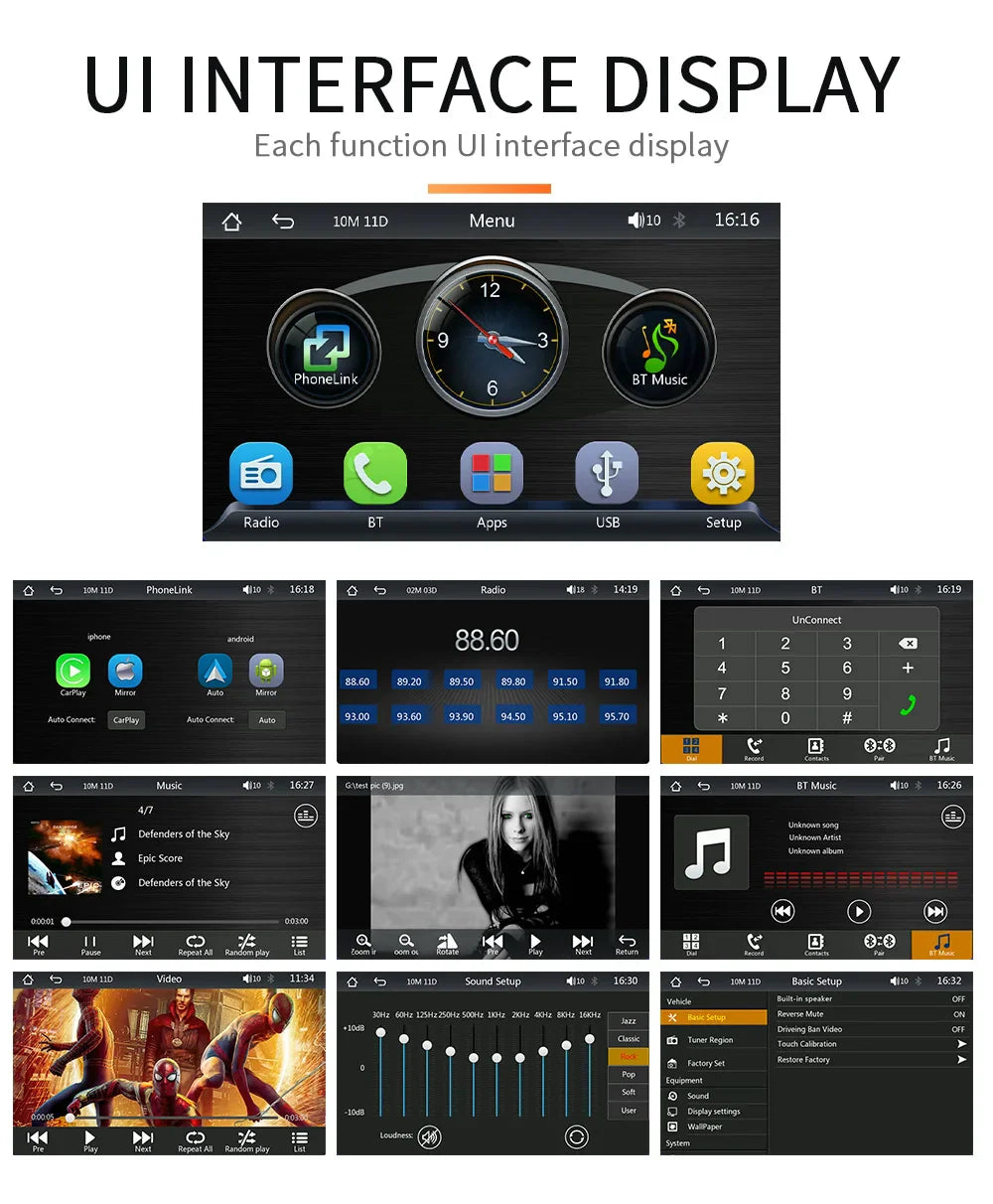 BQCC 7-inch Car Radio Multimedia Player – Wireless CarPlay & Android Auto, Touch Screen with Sun Visor (5300)
