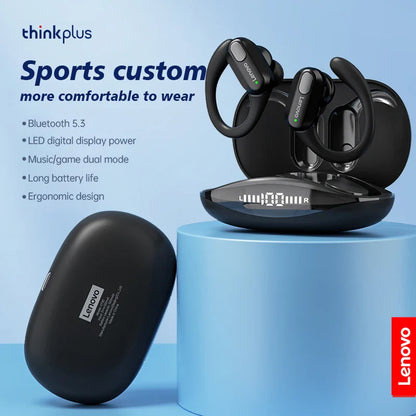 Lenovo XT80 Sports Wireless Earphones — TWS Bluetooth 5.3, HiFi Stereo, LED Power Display, Built-in Mic Headphones