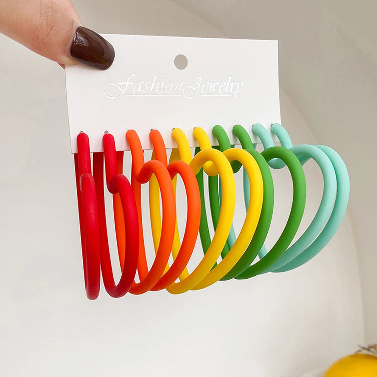 5-Pair Y2K Acrylic Hoop Earrings Set – Lightweight Dopamine Color Jewelry for Women Gift