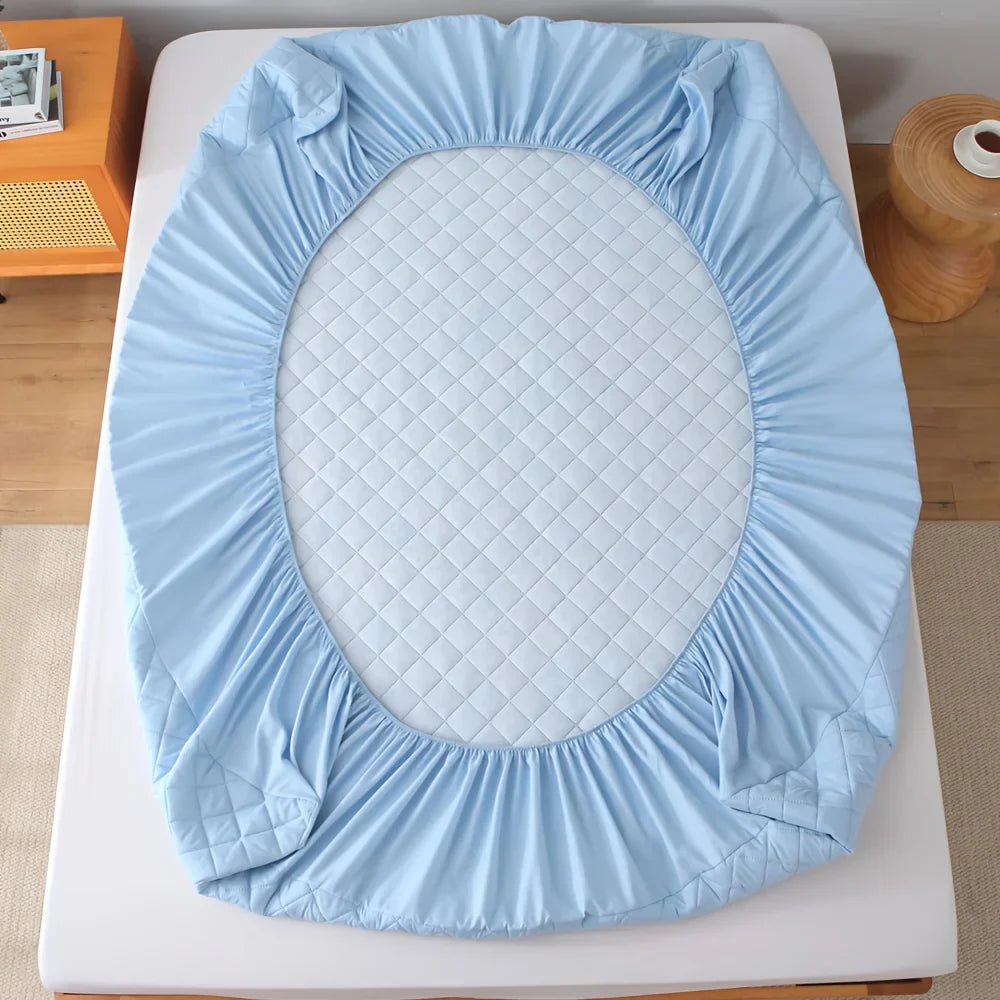 Quilted Waterproof Fitted Sheet – Machine Washable Mattress Protector for Single & Double Beds