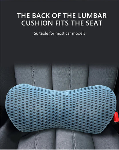 Breathable Memory Foam Lumbar Pillow — Car & Bed Cushion for Waist Support and Sleeping Comfort