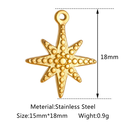 Stainless Steel Sunburst Sun Moon Star Charms Pendant – DIY Jewelry Making for Necklace, Bracelet & Earrings