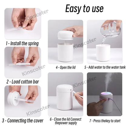 300ml H2O Portable Mini USB Air Humidifier: Compact Aroma Diffuser with Cool Mist for Bedroom, Home, Car, and Plant Purification