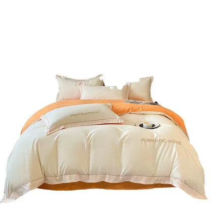 Pure Cotton Long Staple Bedding Set - 4PCS, Matte Bed Sheet & Duvet Cover, All Cotton