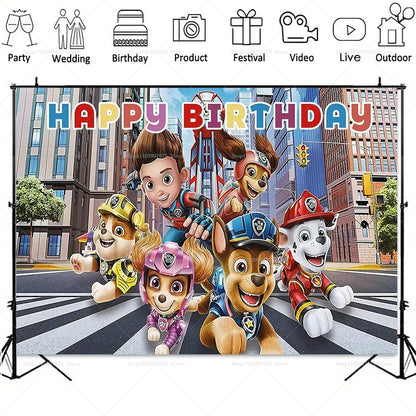 Paw Patrol Birthday Party Backdrop – Kids Party Decorations, Photography Background & Baby Shower Banner