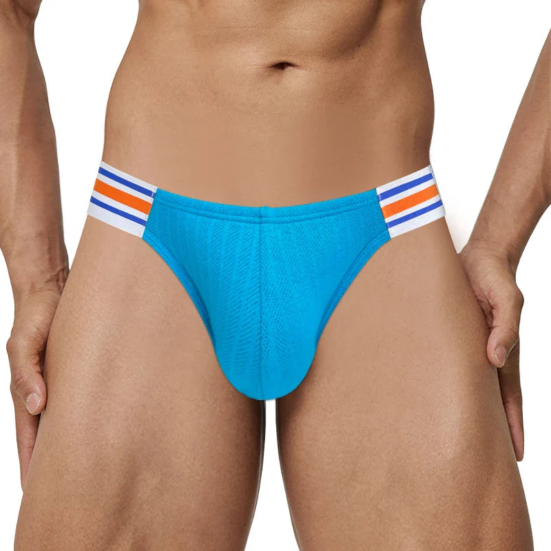 Men’s Breathable Brief Underwear 1/2/3/4PCS – High Fork Triangle Design with Striped Elastic Waistband Comfort Fit