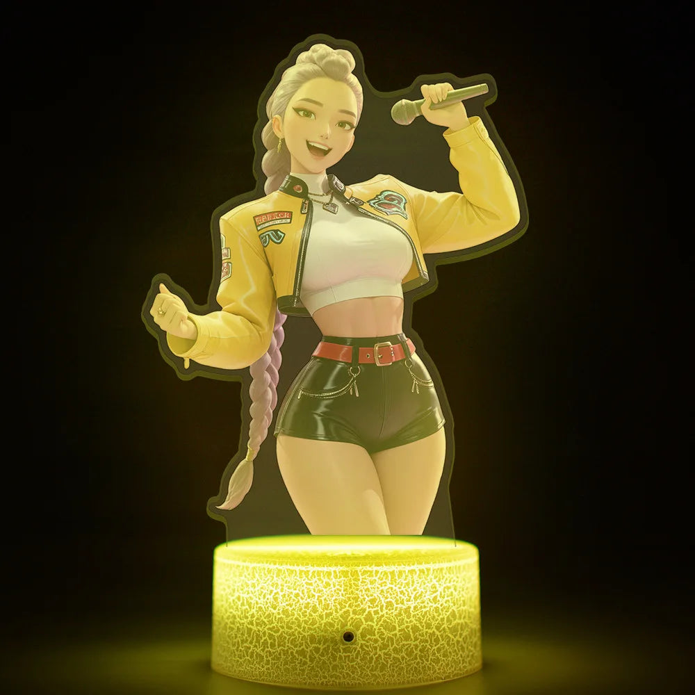 K-Pop Demon Hunters LED Night Light – Zoe, Mira, Rumi, Saja 16-Color Remote Control