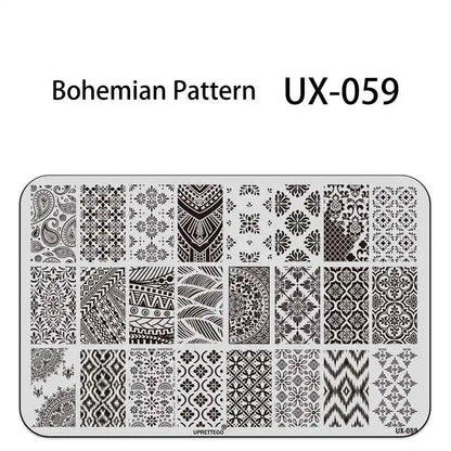 UX Serial 2 Stainless Steel Stamping Plate Template – Vintage Abstract Fabric Texture Pattern for Nail Art, Floral Lace, Xmas & Halloween Designs (UX52)