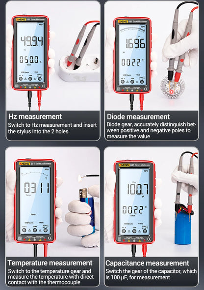 ANENG 681 Rechargeable Digital Multimeter — Professional Non-Contact AC/DC Voltage & Current Tester with LCD Screen