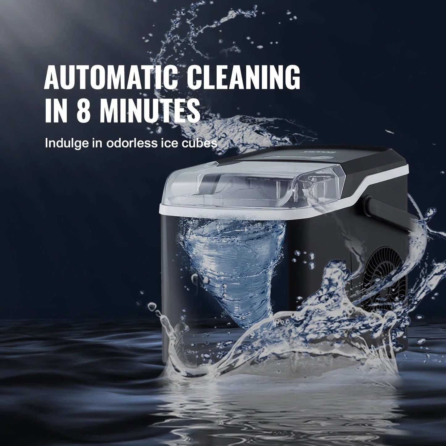 VEVOR Countertop Ice Maker - Self-Cleaning Portable Machine with Ice Scoop & Basket, 2 Sizes Bullet Ice