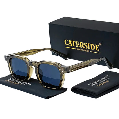 CATERSIDE Retro Punk Square Sunglasses – 2-Piece Fashion Set for Men & Women, Party & Festival Gift Glasses