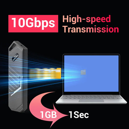 UnionSine M.2 SSD Enclosure – 10Gbps NVMe PCIe SSD Case with UASP Support for M Key Solid State Drives