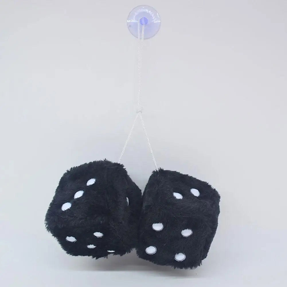 Long Hair Hot Stamping Dot Dice Plush Toy Cube – Anime Car Ornament & Decoration Pendant Accessory