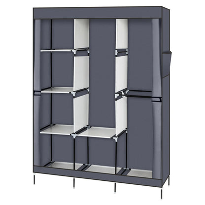 71" Portable Closet Wardrobe – Gray Clothes Rack with Shelf, Storage Organizer