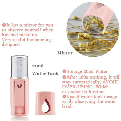 Handheld Nano Facial Mist Sprayer — Hydrating Face Steamer & Eyelash Extension Cleaner