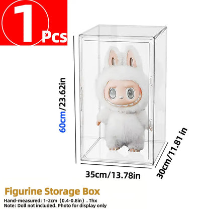 Large Clear Stackable Storage Box 60x35x30cm – Magnetic Door Organizer for Helmets, Collectibles, Books, Shoes, Home Display