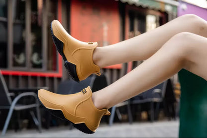 New Waterproof Rain Shoes for Women & Men – Ankle Rain Boots, Anti-Slip, Wear-Resistant, Plush for Summer & Winter