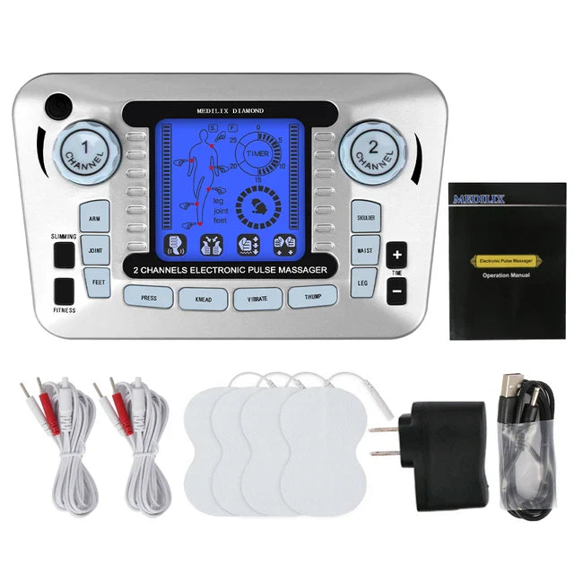 12 Modes Digital Electric Pulse Massager – TENS EMS Muscle Stimulator for Pain Relief & Body Therapy