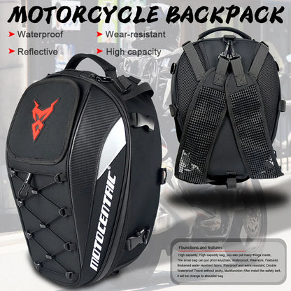 Waterproof Motorcycle Saddle Bag - Reflective, Multi-functional Motorcycle Backpack, High-Capacity Tail Bag Luggage