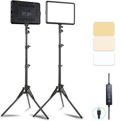 8"/12" LED Video Light Panel Kit – Photography & Streaming Studio Lamp with Tripod Stand for YouTube Live Shoots
