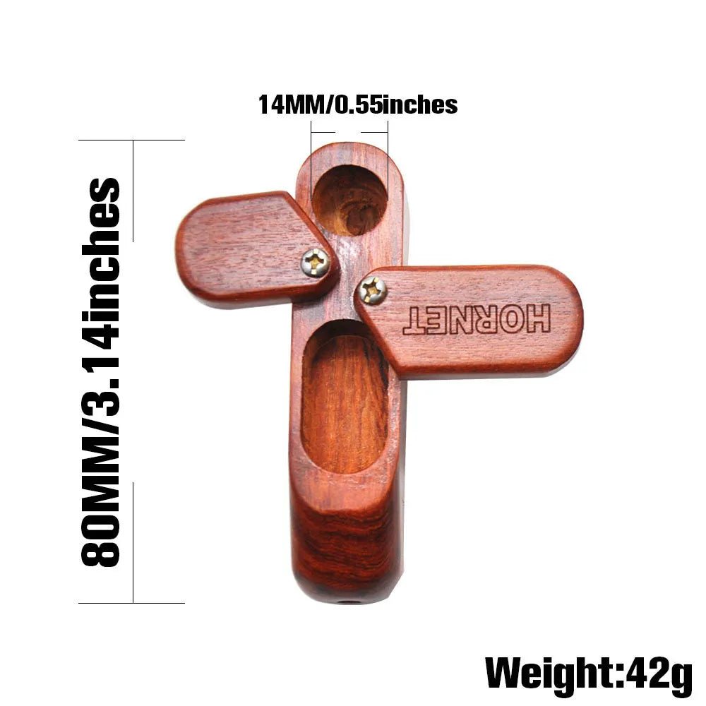 New HORNET Rotating Wood Pipe – Portable Wooden Pipe with Built-in Storage Box