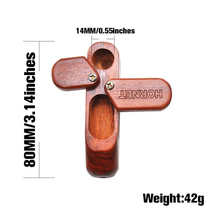 New HORNET Rotating Wood Pipe – Portable Wooden Pipe with Built-in Storage Box