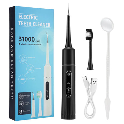 Electric Sonic Tooth Cleaner – Waterproof Dental Plaque & Tartar Remover Ultrasonic Toothbrush with 5 Replacement Brush Heads