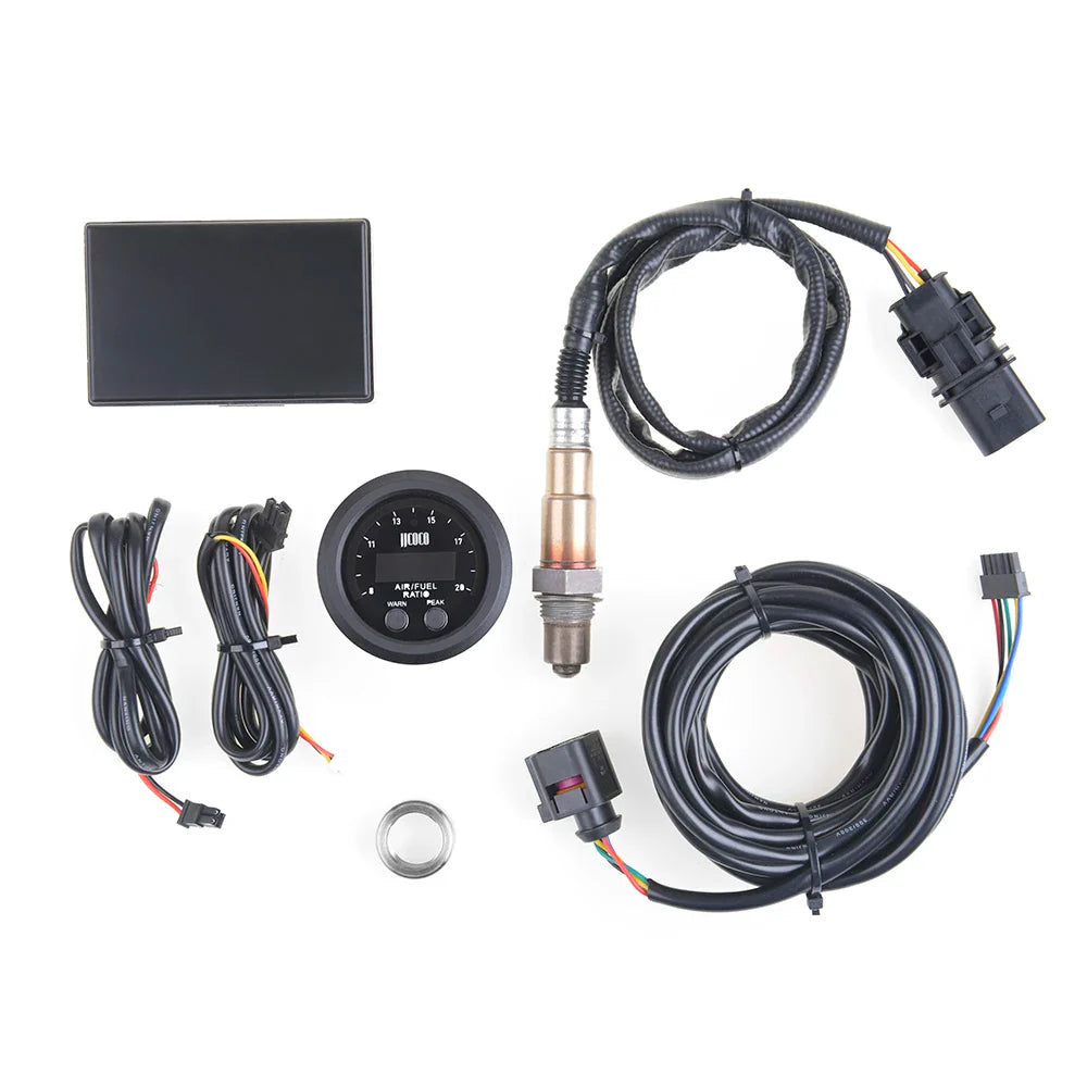 52MM Air Fuel Ratio Gauge — Ultra-Thin Round S-Series LED Digital Display with Wideband O2 Oxygen Sensor, 12V