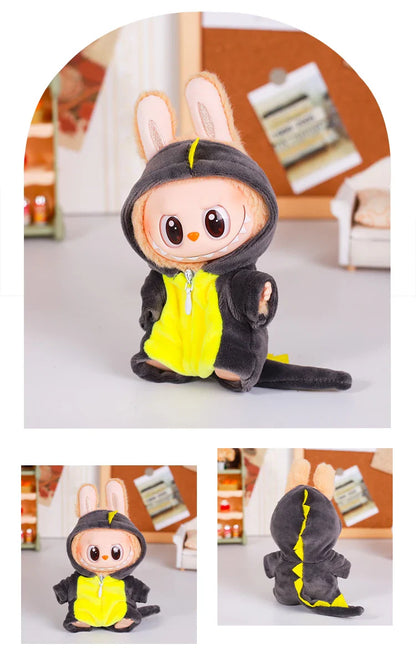 13cm Labubu Doll Clothes — 6-Piece Dinosaur Animal Outfit with Hat