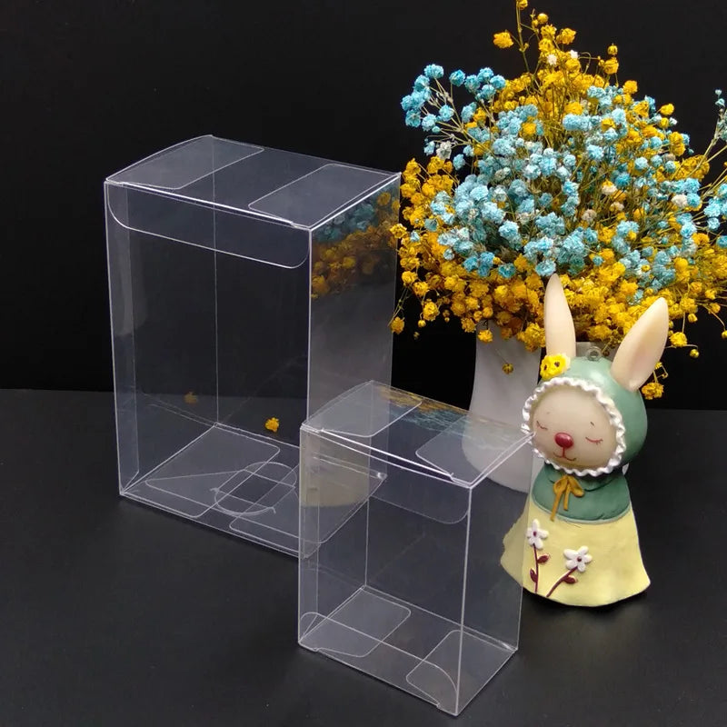20/50PCS Clear PVC Square Gift Boxes – Multi-Size Transparent Packaging for Chocolate, Jewelry, Toys, Wedding & Party Display