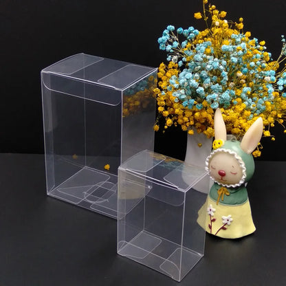 20/50PCS Clear PVC Square Gift Boxes – Multi-Size Transparent Packaging for Chocolate, Jewelry, Toys, Wedding & Party Display