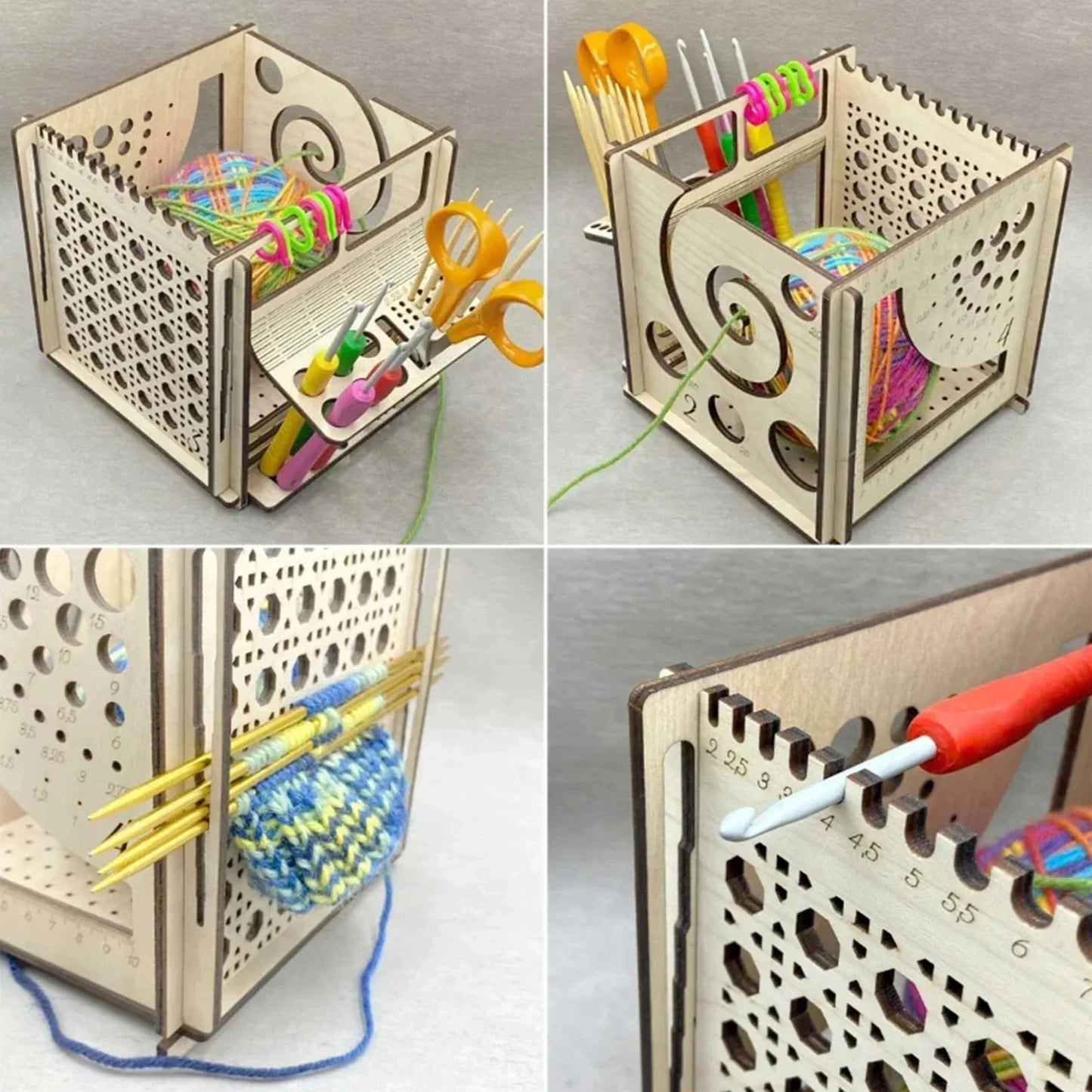 DIY All-in-One Wooden Yarn Bowl – Crochet Organizer & Knitting Storage Dispenser, Ideal for Yarn and Thread