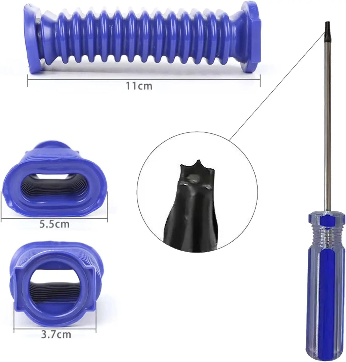 Replacement Lower Duct Hose for Dyson V7 V8 V10 V11 | Flexible Soft Roller Blue Rubber Tube