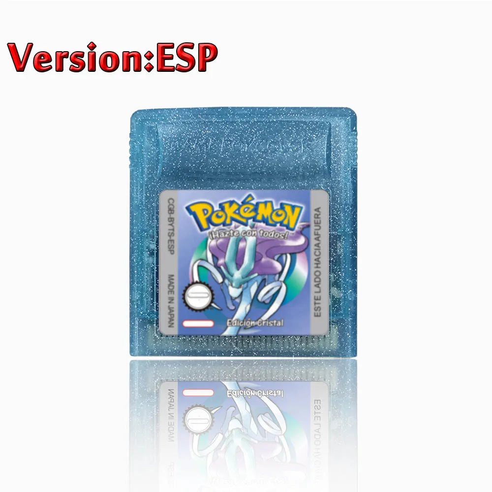 Pokemon GBC Game Cartridge - 16-Bit Video Game Card in Red, Blue, Crystal, Gold, Silver & Yellow Versions