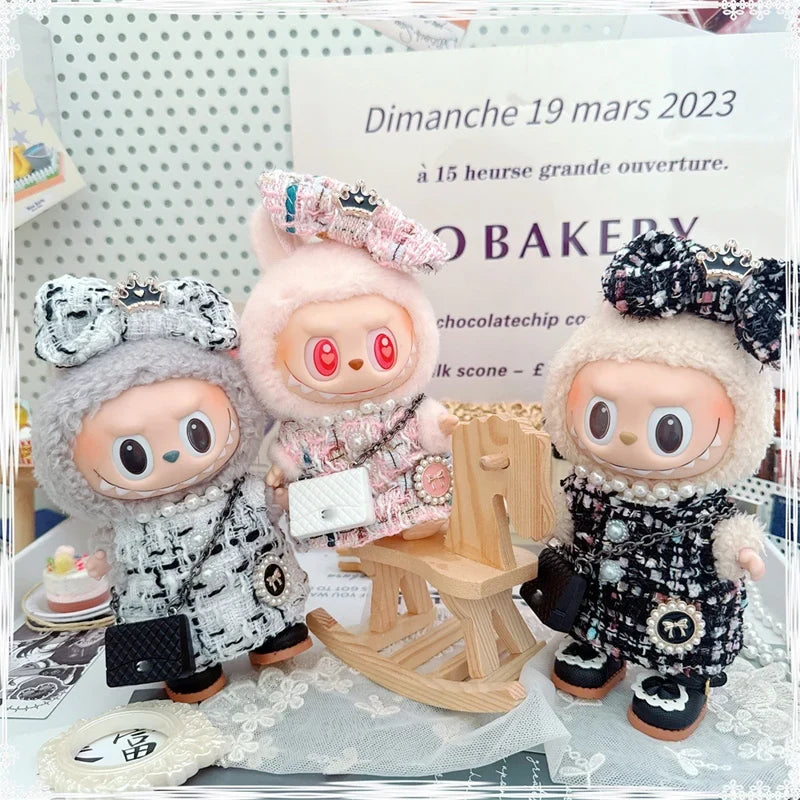 17cm Labubu Doll Accessories - Luxury Sweet Woolen Suit, Crossbody Bag & Princess Shoes Set