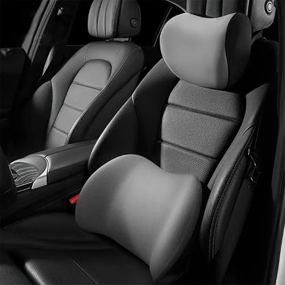 Memory Foam Car Headrest & Lumbar Support Cushion – Ergonomic Neck and Back Pillow for Car & Office Chair
