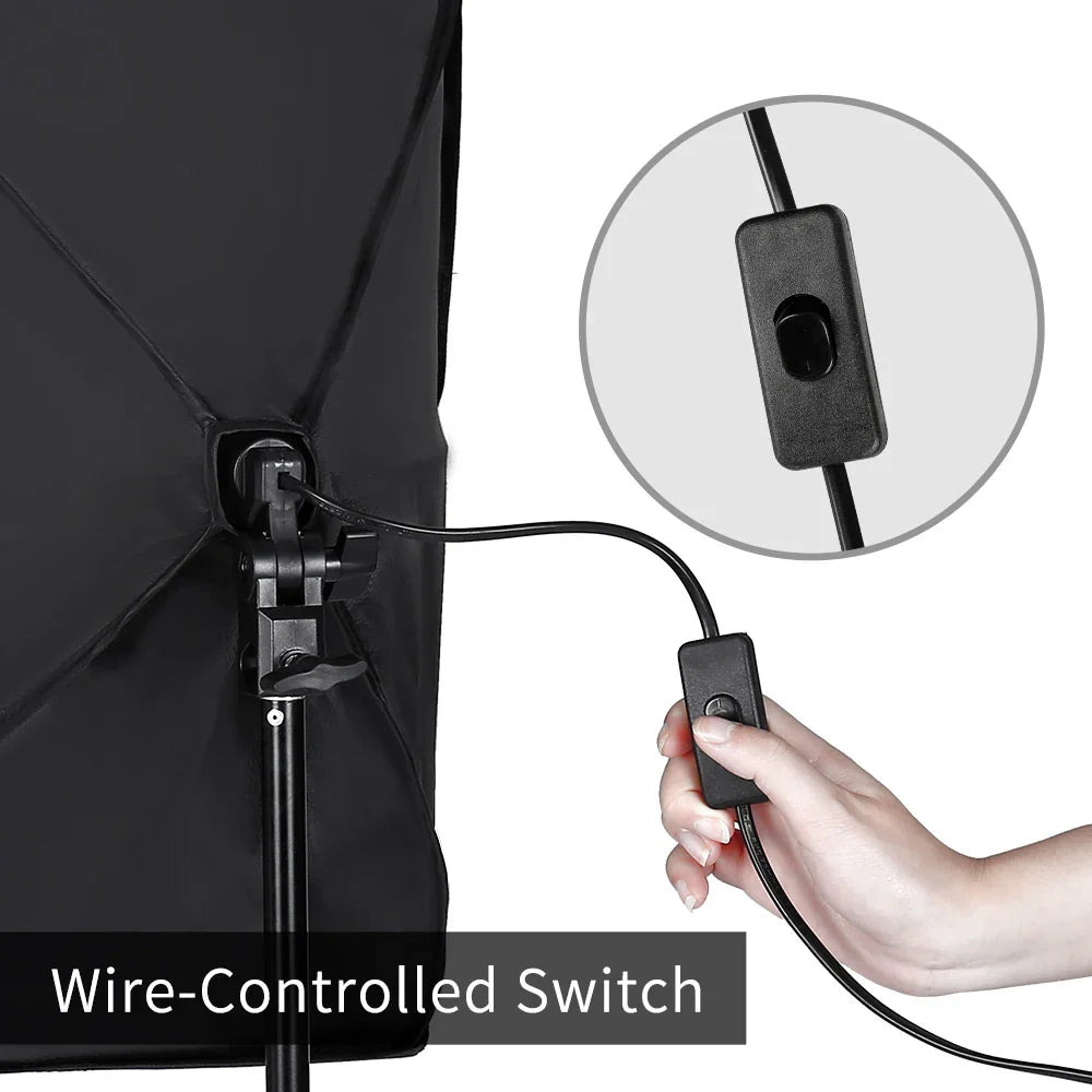 30W-40W Photography Softbox Lighting Kit – 50x70CM Continuous Soft Light for Studio and Portrait Shooting