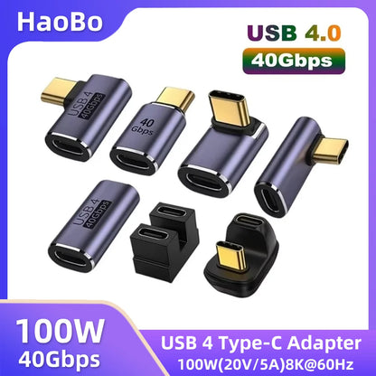 USB4.0 40Gbps 90° Type-C Adapter – 100W Fast Charging & Data Converter for MacBook 8K60Hz